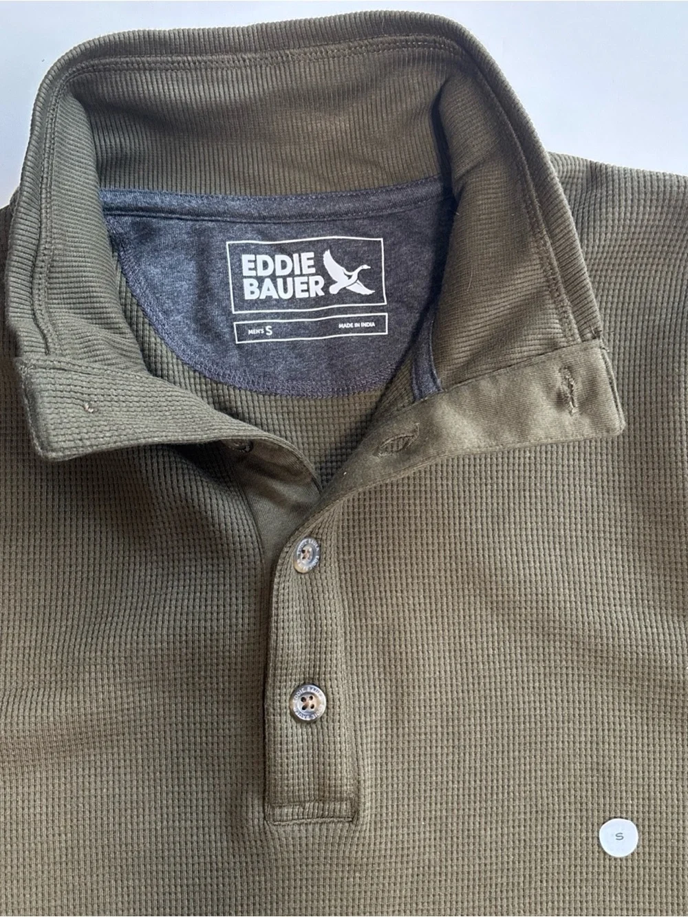 NWT Eddie Bauer Men's Thermal Mock Neck Pullover long sleeve Army Green size-S
